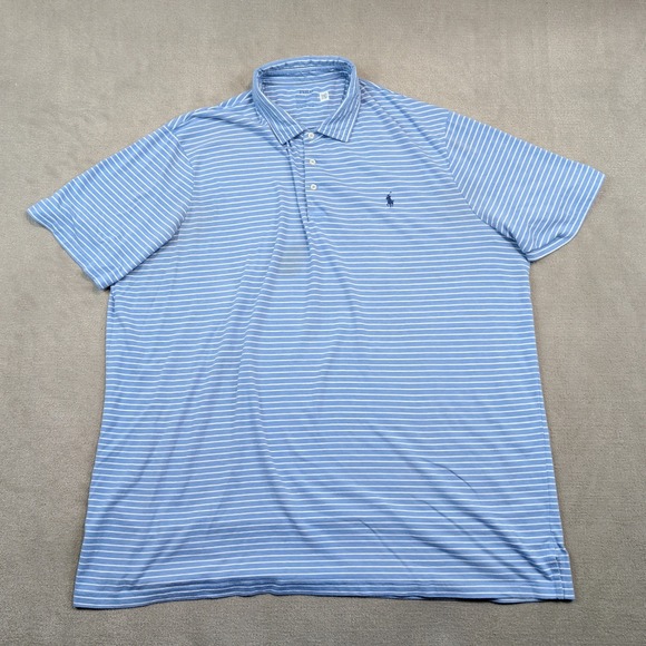 Polo Ralph Lauren Performance XXL Blue White Striped Golf Polo Shirt Sport — photo 2